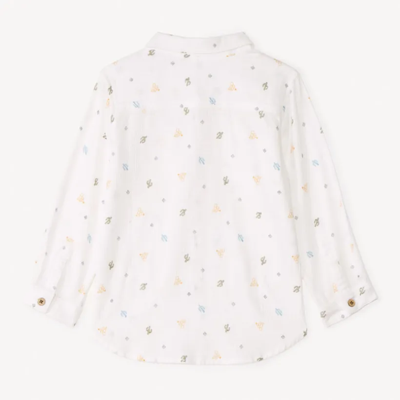 Chemise à manches longues en toile imprimée cactus pour bébé garçon