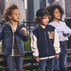 Chemise manches longues en toile avec empiècement volanté pour fille