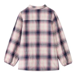 Chemise manches longues en toile à carreaux et volants pour fille