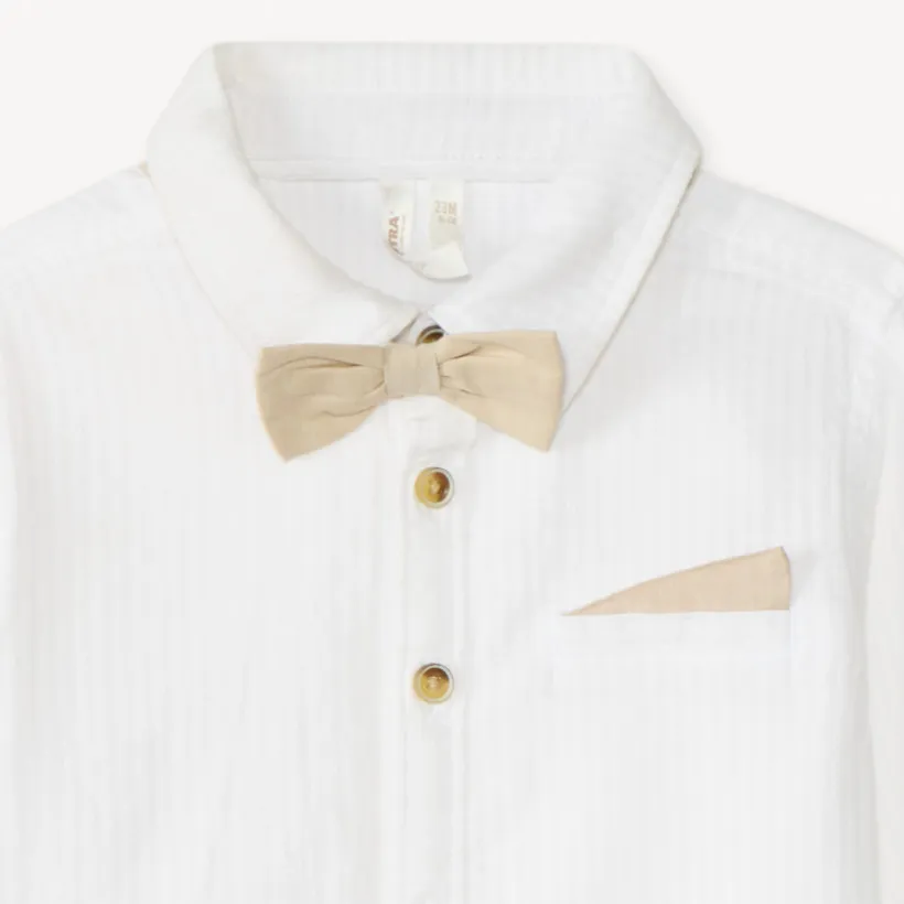 Chemise manches longues + nœud papillon pour bébé garçon