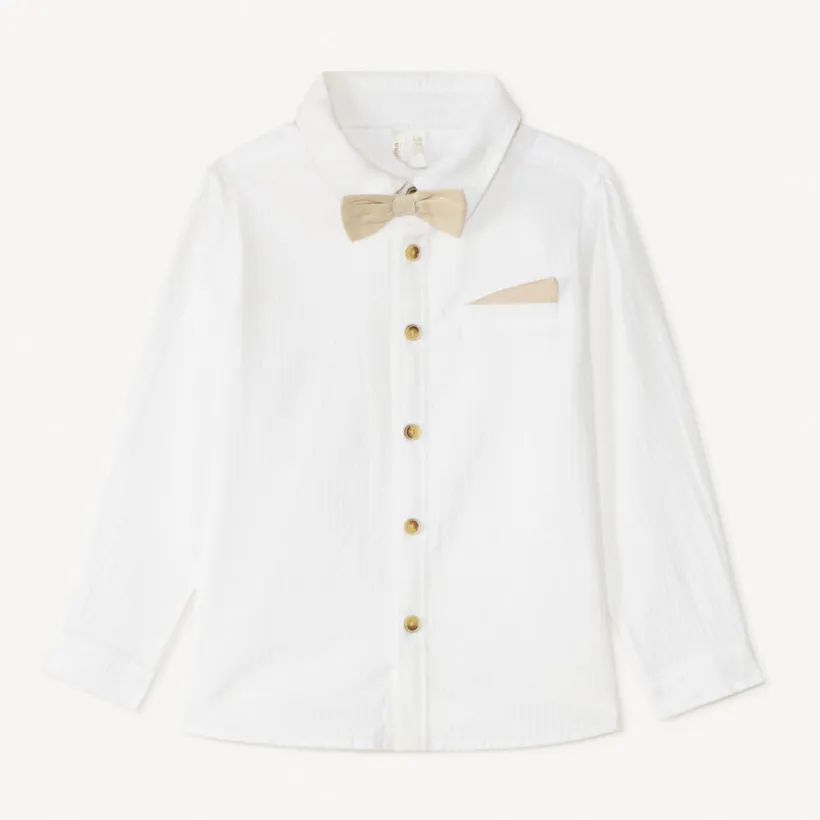 Chemise manches longues + nœud papillon pour bébé garçon