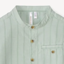 Chemise manches longues rayée col mao pour bébé garçon