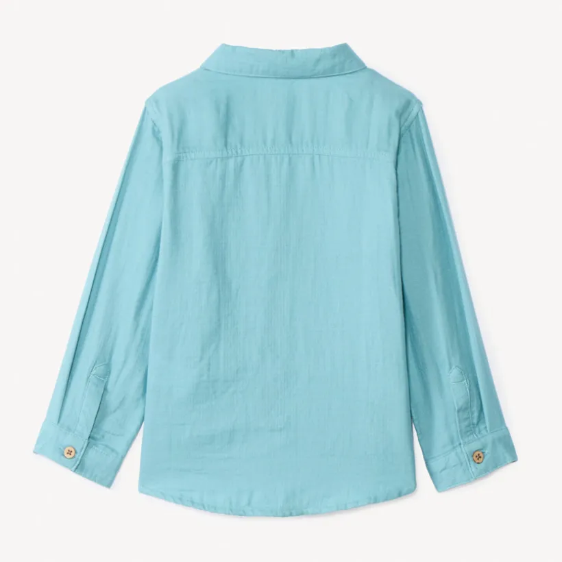 Chemise manches longues uni en double gaze pour bébé garçon