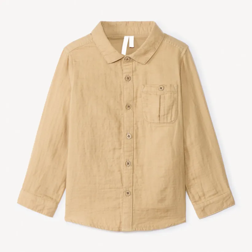 Chemise manches longues uni en double gaze pour bébé garçon