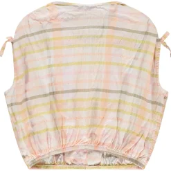 Chemise sans manches à carreaux avec liens pour fille