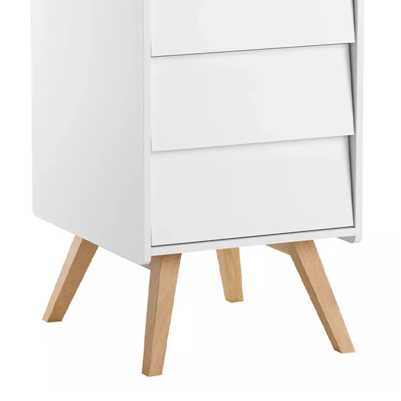 Chiffonnier à 5 tiroirs Vintage blanc/chêne