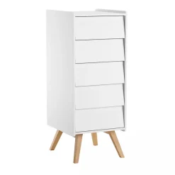 Chiffonnier à 5 tiroirs Vintage blanc/chêne