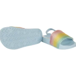 Claquettes arc-en-ciel pailletées pour fille avec lanière selon la pointure