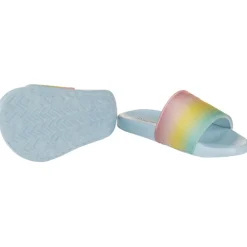 Claquettes arc-en-ciel pailletées pour fille avec lanière selon la pointure