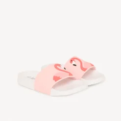Claquettes flamant rose en relief pour fille avec lanière selon la pointure
