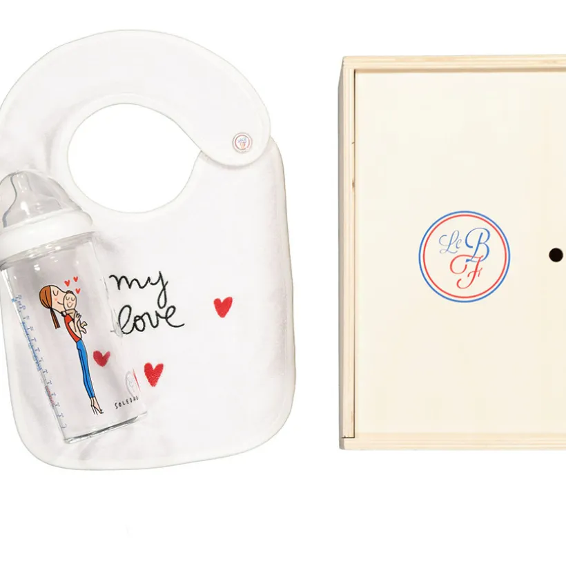 Coffret Bavoir My Love + Biberon 360 ml Maman et Bébé