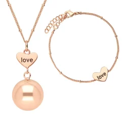 Coffret bola de grossesse + bracelet Love plaqué or rose