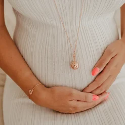 Coffret bola de grossesse + bracelet Love plaqué or rose