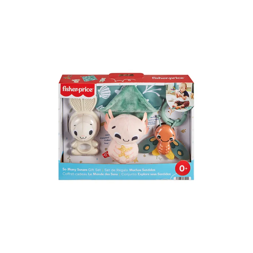 Coffret de naissance avec carré en tissu + 3 hochets