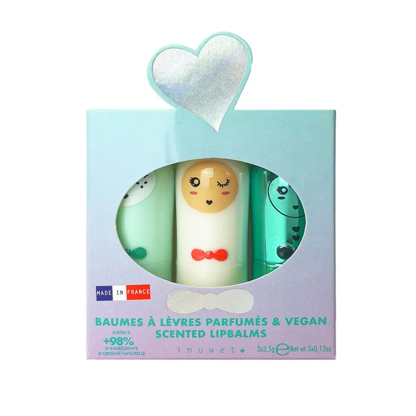Coffret trio baumes à lèvres parfumés Seashell pomme/barbe à papa/cupcake
