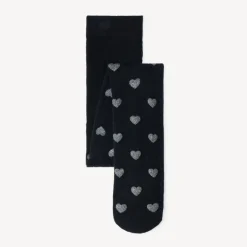 Collants épais à motif cœurs en lurex pour fille