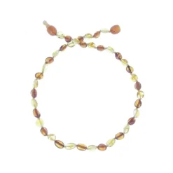 Collier d'ambre pour bébé à clip duo olive