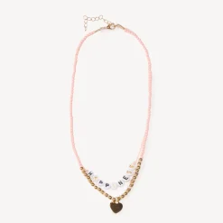 Collier fantaisie effet 2 en 1 avec pendentif cœur et lettres pour fille