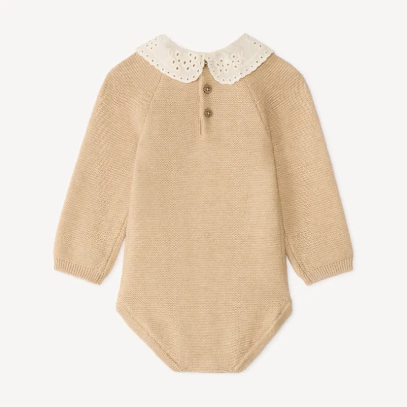 Combinaison barboteuse col claudine pour bébé fille