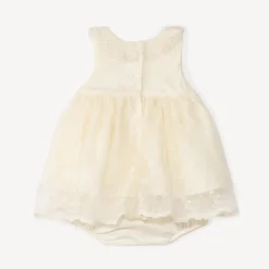 Combinaison courte 2-en-1 en tulle brodée pour bébé fille