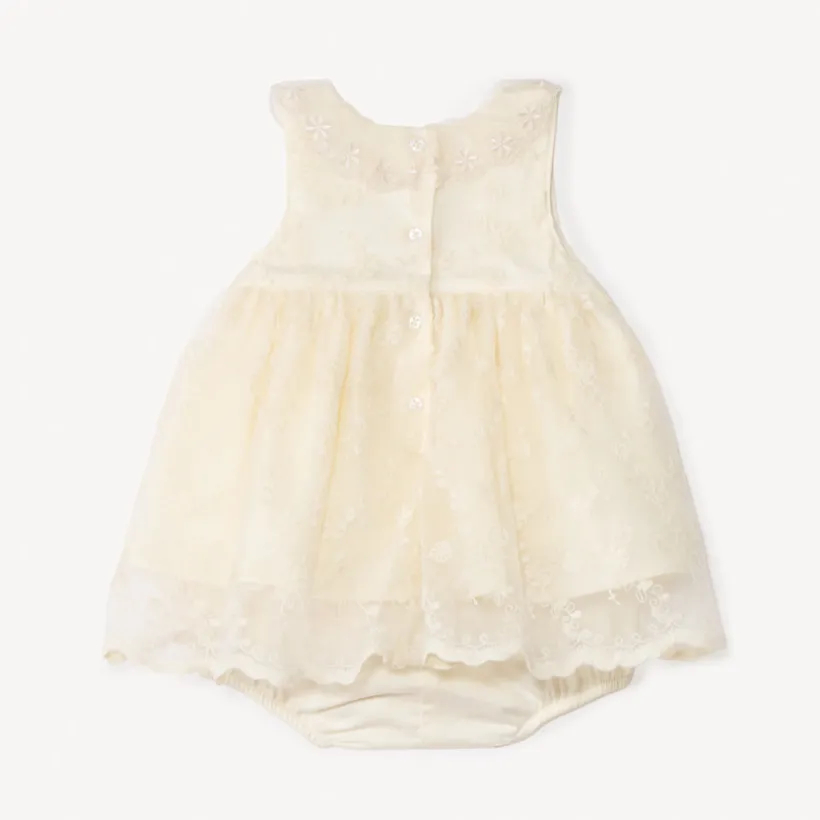 Combinaison courte 2-en-1 en tulle brodée pour bébé fille