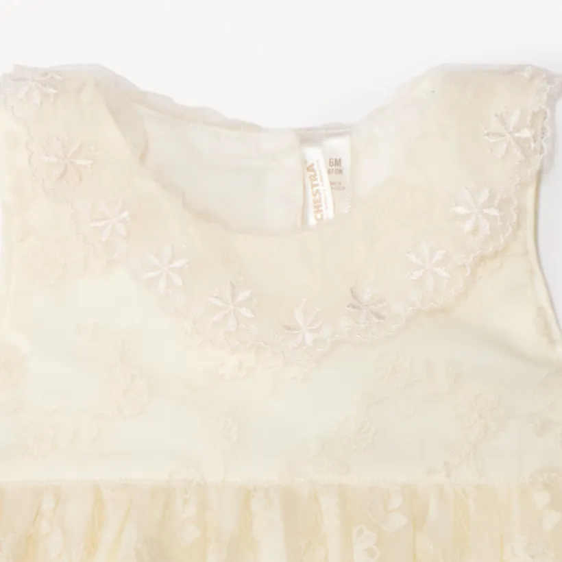 Combinaison courte 2-en-1 en tulle brodée pour bébé fille