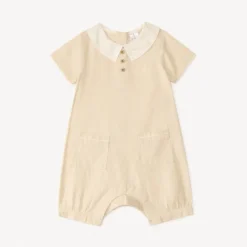 Combinaison courte en lin col Claudine pour bébé garçon