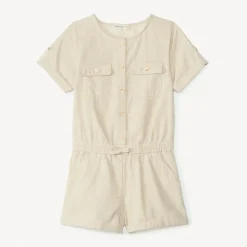 Combinaison courte en toile unie pour fille