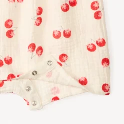 Combinaison courte imprimée cerises + bandeau nœud pour bébé fille