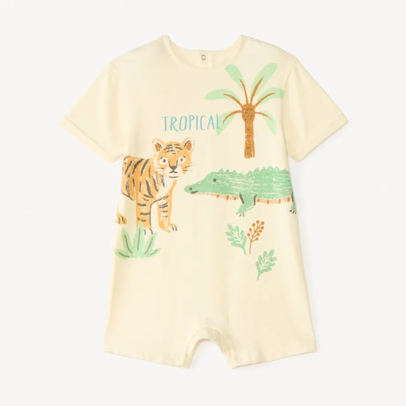 Combinaison courte unie print croco et tigre pour bébé garçon