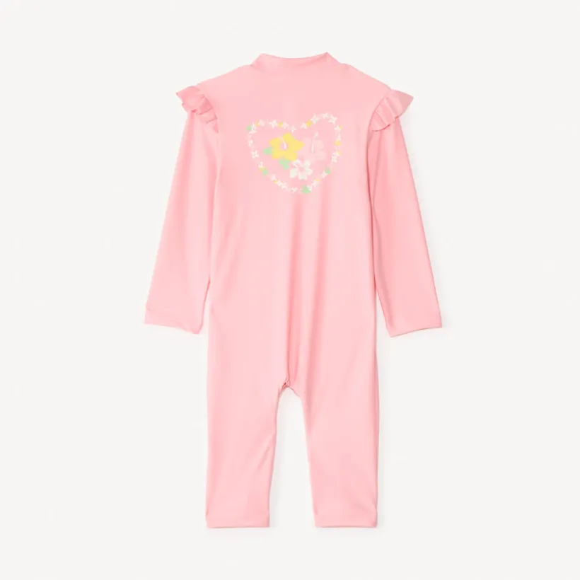 Combinaison de bain anti-UV rose pour bébé fille