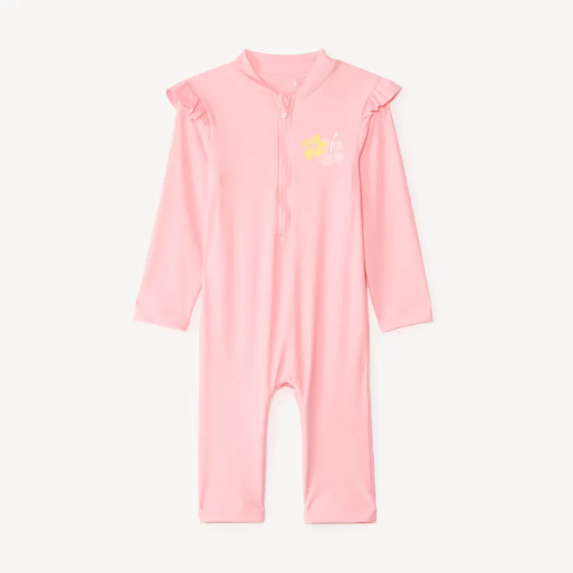 Combinaison de bain anti-UV rose pour bébé fille