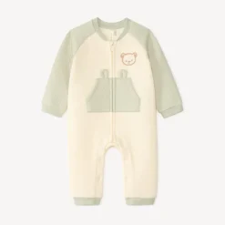 Combinaison longue bi color motifs ourson pour bébé garçon