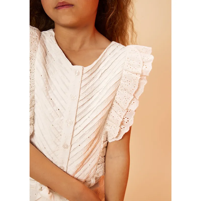 Combinaison longue en broderie anglaise pour fille