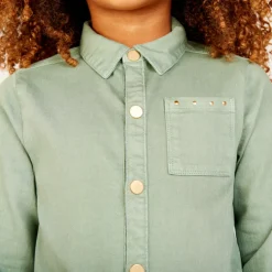 Combinaison longue en jean uni pour fille
