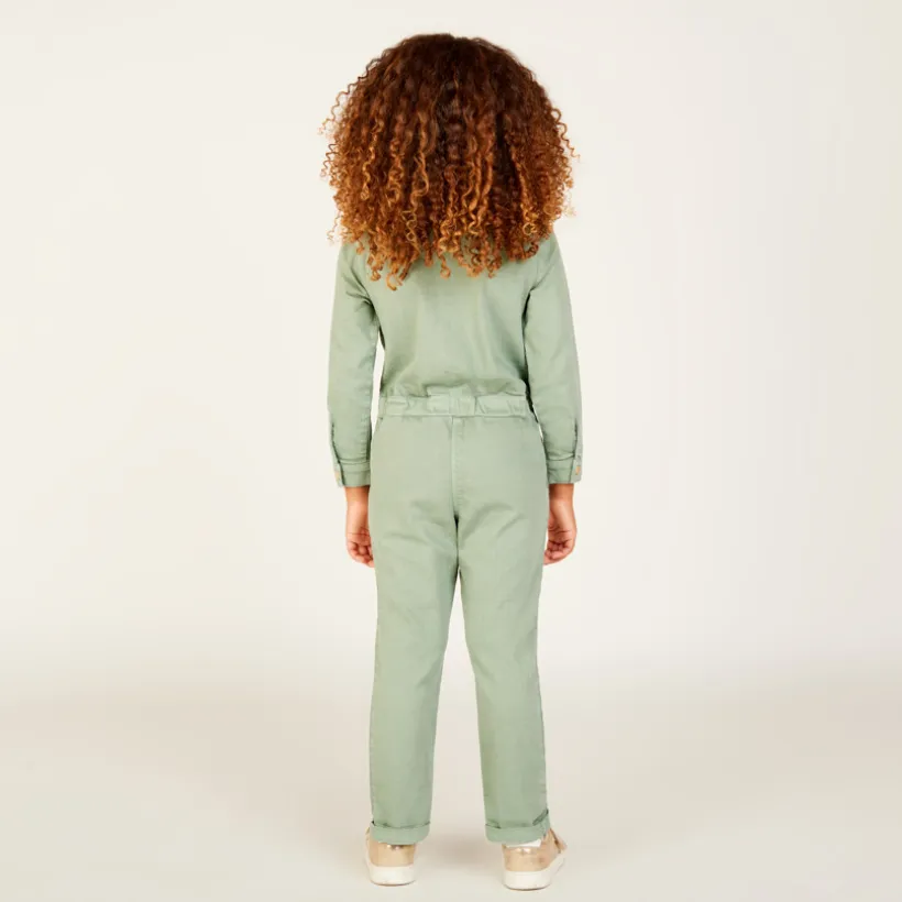 Combinaison longue en jean uni pour fille
