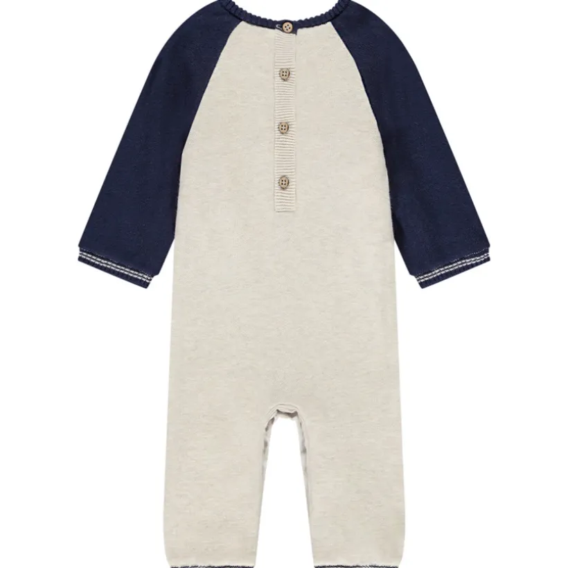 Combinaison longue en tricot jacquard bonhommes de neige pour bébé garçon