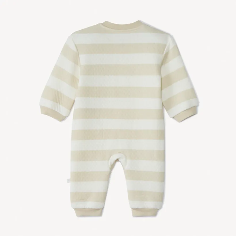 Combinaison longue rayée à broderie éléphant pour bébé