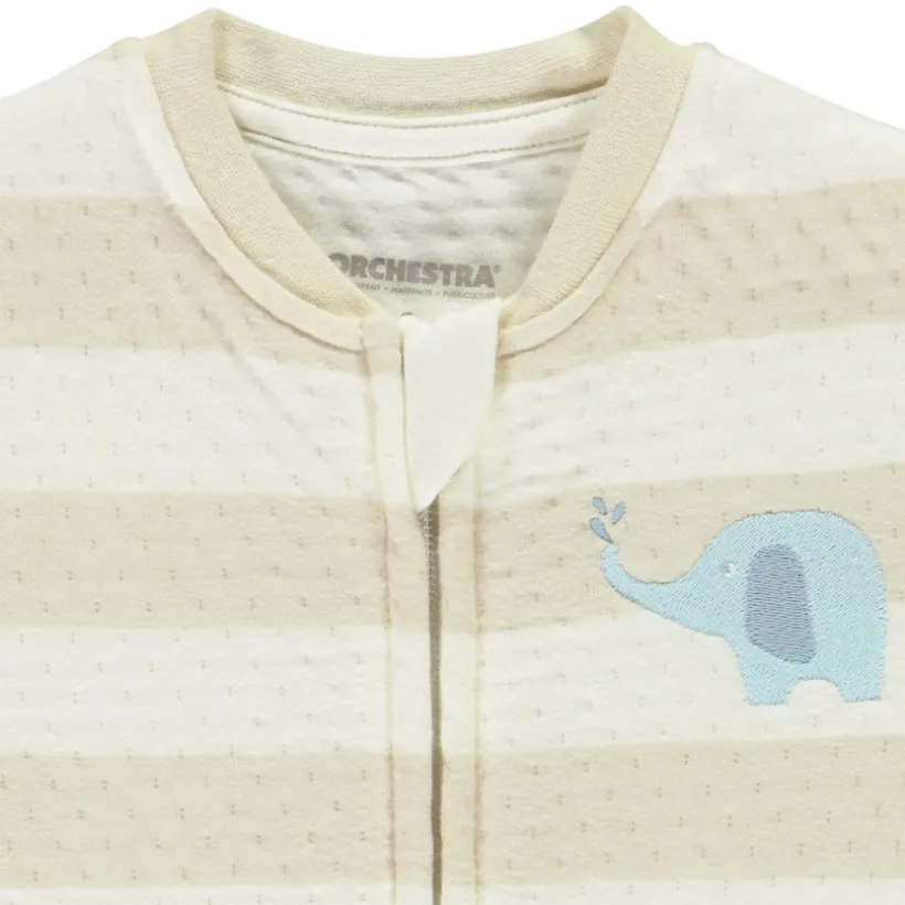 Combinaison longue rayée à broderie éléphant pour bébé
