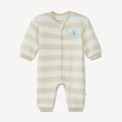 Combinaison longue rayée à broderie éléphant pour bébé