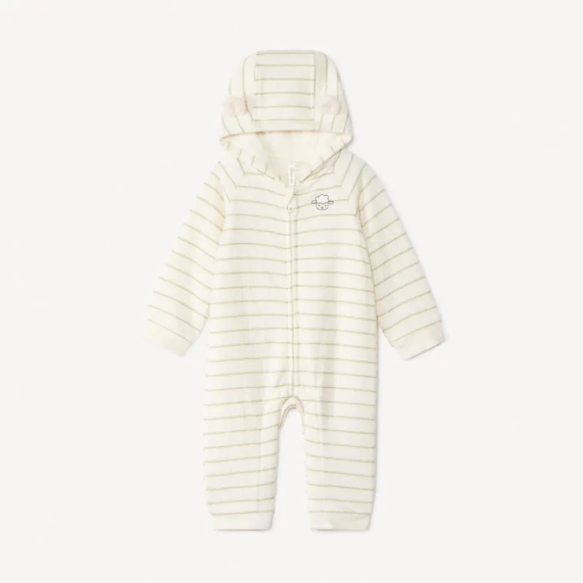 Combinaison longue rayée et rembourrée pour bébé