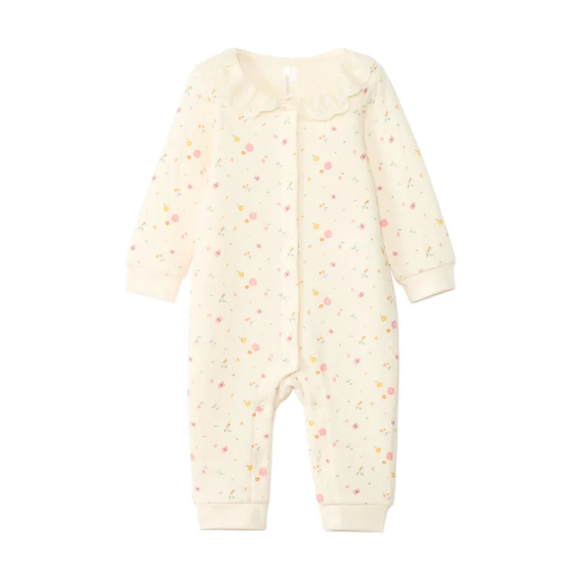 Combinaison longues matelassée imprimé fleurs pour bébé fille