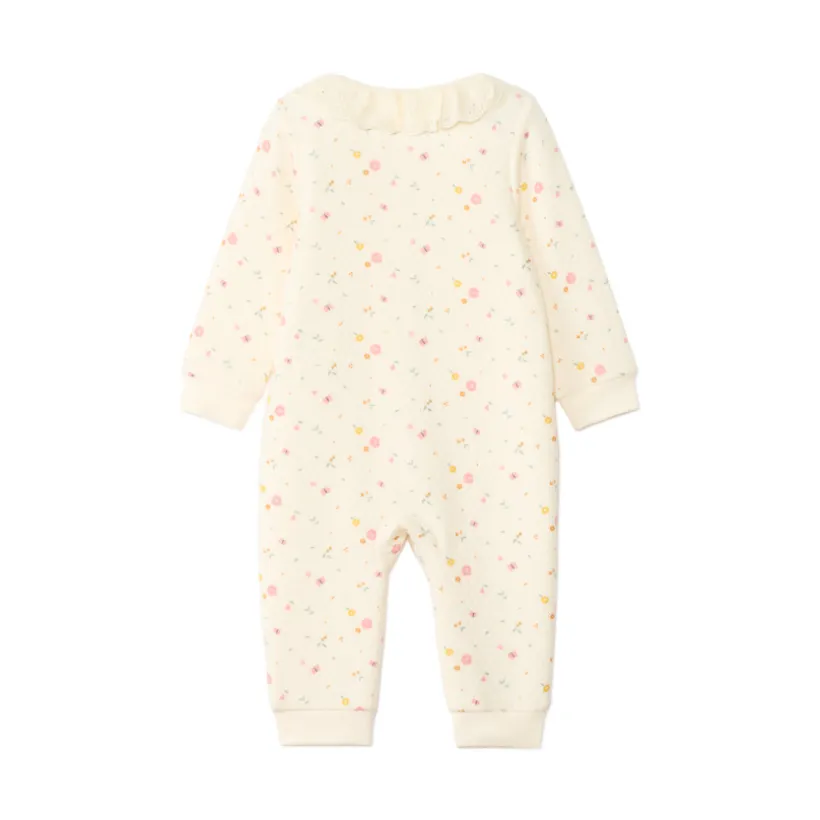 Combinaison longues matelassée imprimé fleurs pour bébé fille