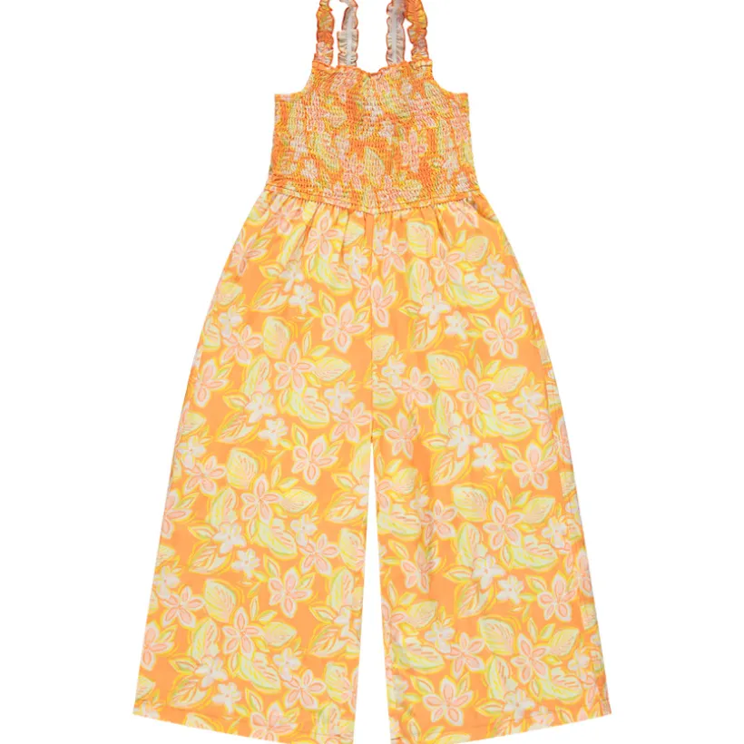 Combinaison longue à smock imprimé floral pour fille