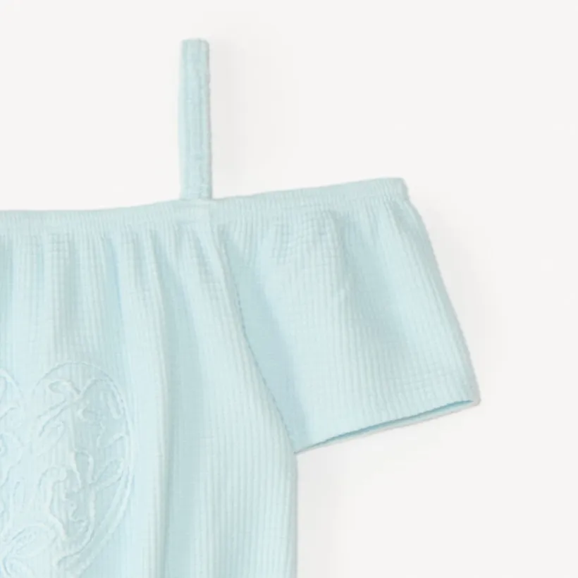 Combinaison épaules dénudées broderie cœur pour fille