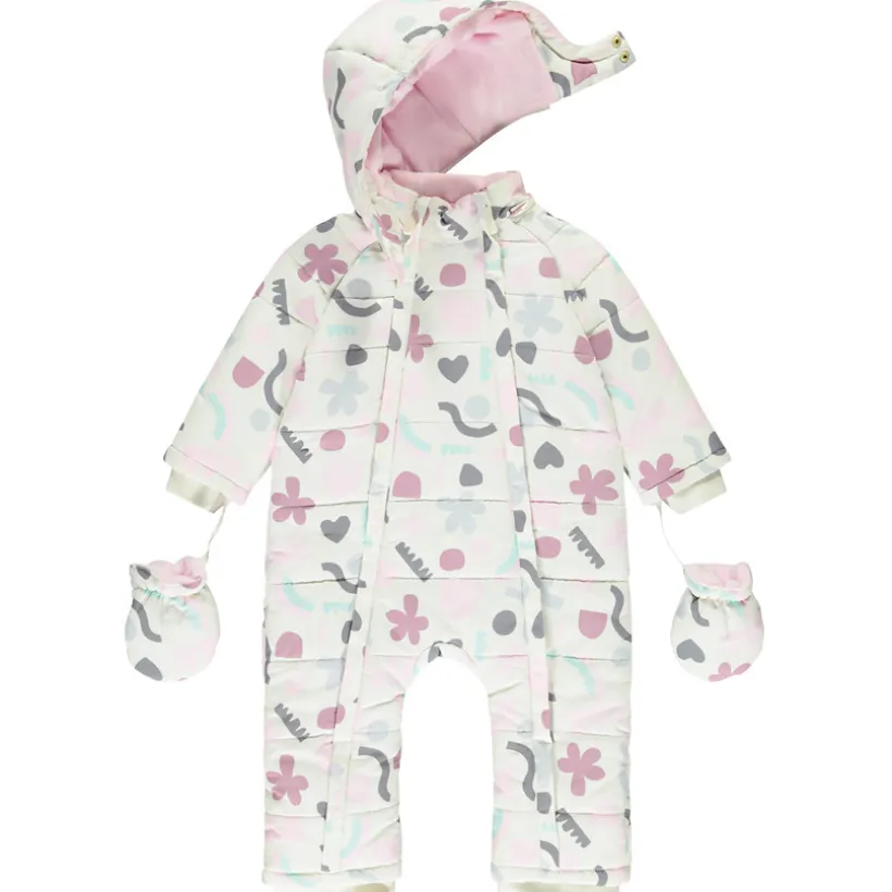 Combi-pilote imprimé arty pour bébé fille avec finitions différentes selon l'âge