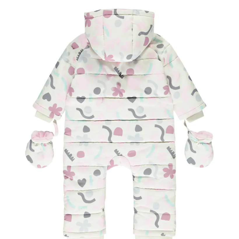 Combi-pilote imprimé arty pour bébé fille avec finitions différentes selon l'âge