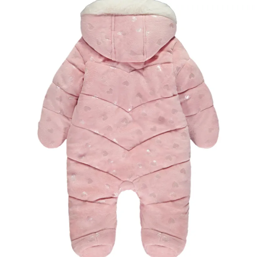 Combi-pilote imprimé cœurs iridescents pour bébé fille avec finitions différentes selon l'âge