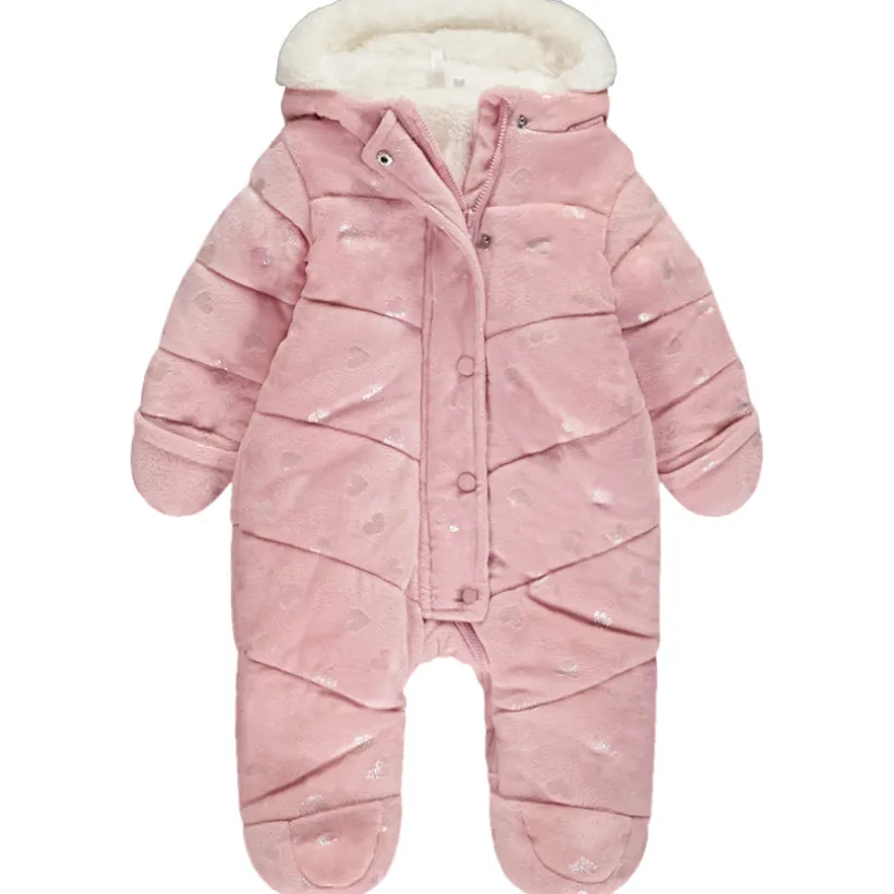 Combi-pilote imprimé cœurs iridescents pour bébé fille avec finitions différentes selon l'âge