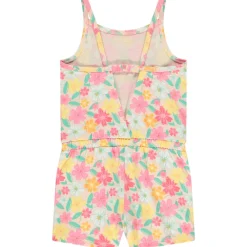 Combishort en jersey slub imprimé fleurs pour fille